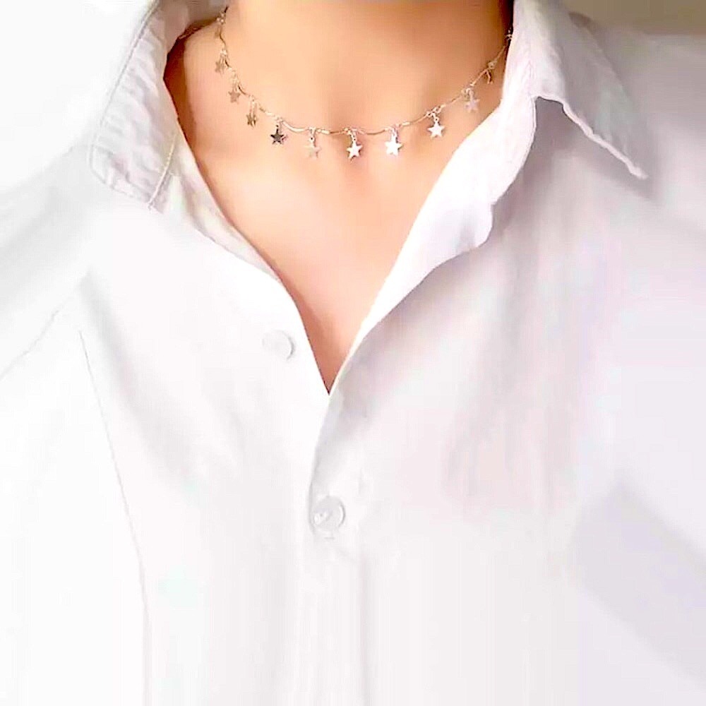 🔴5/$15🔴CLEARANCE Silver Star Dainty Choker NEW - Picture 3 of 11